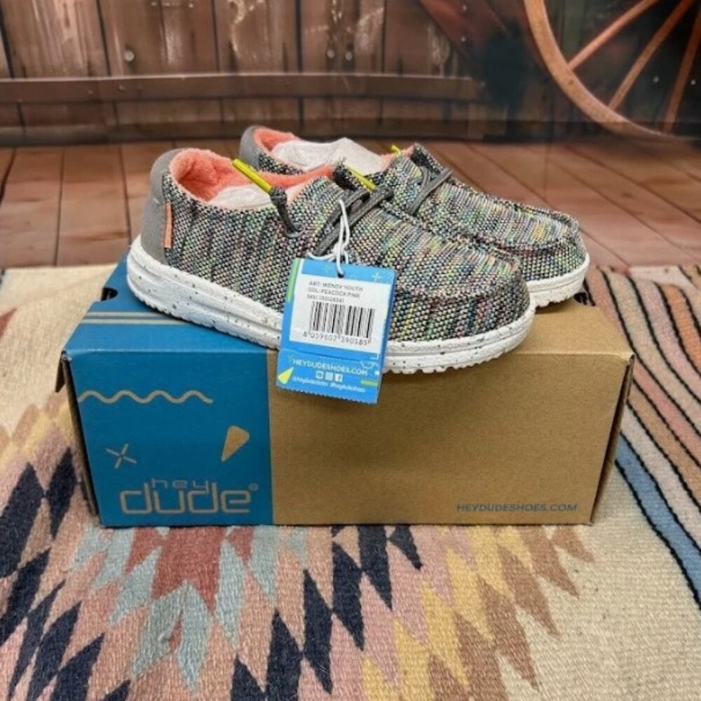 Youth Hey Dude Wendy Peacock Pink Shoe Size 1